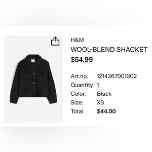 H&M Black Wool-Blend Jacket